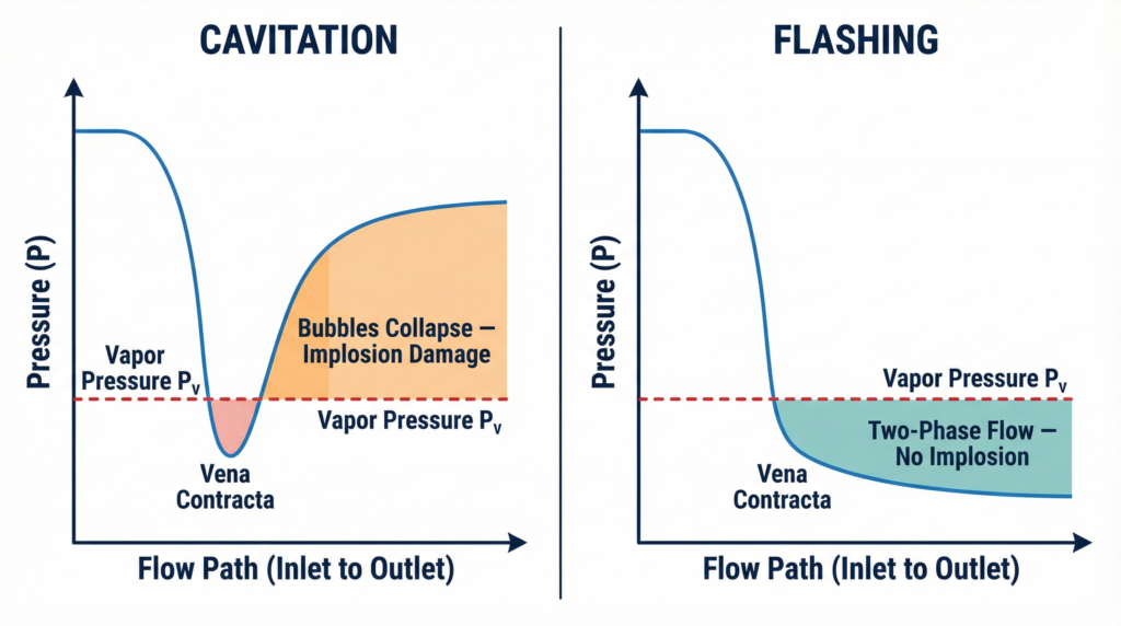 Illustration 1 - cavatation vs flashing in control valve